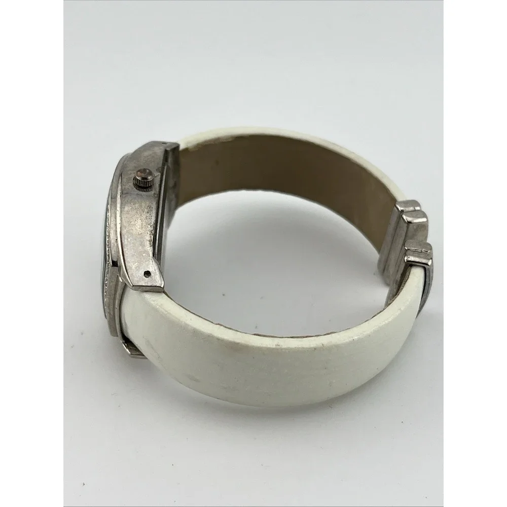 Waltham Watch Women 30mm Silver Case Crystal Bezel White Bangle Band New Battery